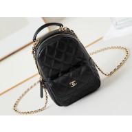 Chanel Grained Calfskin & Gold-Tone Metal Mini Backpack Bag AP3753 Black 2024