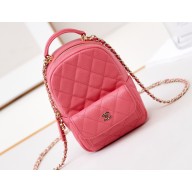 Chanel Grained Calfskin & Gold-Tone Metal Mini Backpack Bag AP3753 Dark Pink 2024