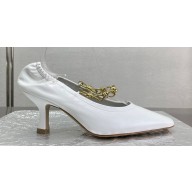 Bottega Veneta Crinkled leather Sharp Chain Pumps White 2024