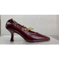 Bottega Veneta Crinkled leather Sharp Chain Pumps Burgundy 2024