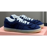 Miu Miu fringed edges Canvas sneakers Blue 2024