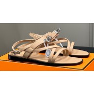 Hermes June sandals with iconic Kelly buckle and straps in calfskin Beige 2024