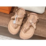 Hermes Inboard sandals in woven ribbon and calfskin Beige 2024
