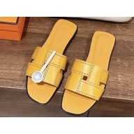 Hermes Idioma sandals with "Mosaique" motif in calfskin Yellow 2024