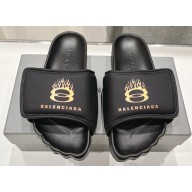Balenciaga Women/Men Five toe shape Slide Sandals Black/Orange 2024