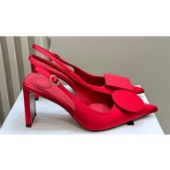 Jacquemus Heel 7.5cm Les slingbacks Duelo hautes Circle square pumps Satin Red 2024