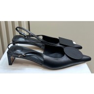 Jacquemus Heel 3.5cm Les slingbacks Duelo basses Circle square pumps Leather Black 2024