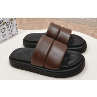 Dolce & Gabbana Padded and quilted Nappa-look fabric Men's sandals Coffee 2024