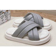 Dolce & Gabbana Padded and quilted Nappa-look fabric Men's Crossover sandals Gray 2024