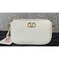 Valentino VLogo Signature mini bag in calfskin leather White 2024