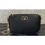 Valentino VLogo Signature mini bag in calfskin leather Black 2024