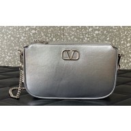 Valentino VLogo Signature mini bag in calfskin leather Silver 2024