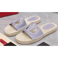 Valentino Vlogo Cut-Out Slide Sandals Espadrilles in calfskin leather Lilac 2024