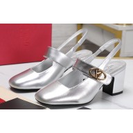 Valentino Heel 6.5cm VLogo Locker Mary-Jane slingback pumps in calfskin MIRRORED Silver 2024