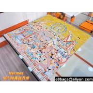 Hermes scarf 90x90cm in silk twill Top Quality 176 2024