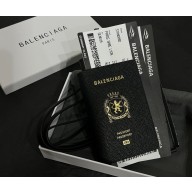 Balenciaga Passport Phone holder in black semi matte soft textured calfskin 2024