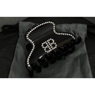Balenciaga Holli BB Hair Grip in black acetate and steel with rhinestones 2024