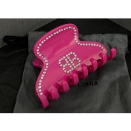 Balenciaga Holli BB Hair Grip in pink acetate and steel with rhinestones 2024
