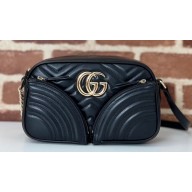 Gucci GG Marmont small shoulder bag 798715 Black matelassé chevron leather 2024