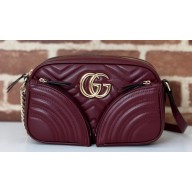 Gucci GG Marmont small shoulder bag 798715 Burgundy matelassé chevron leather 2024