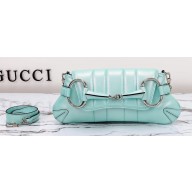 Gucci Horsebit Chain small shoulder bag 764339 iridescent quilted chevron leather Blue 2024