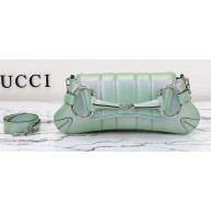 Gucci Horsebit Chain small shoulder bag 764339 iridescent quilted chevron leather Green 2024