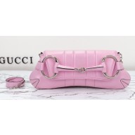 Gucci Horsebit Chain medium shoulder bag 764255 iridescent quilted chevron leather Pink 2024