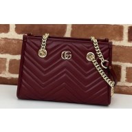 Gucci GG Marmont small tote bag 779727 Burgundy matelassé chevron leather 2024