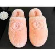 Chanel Platform CC Logo Shearling Fur Mules Pink 2024