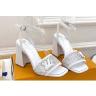 Louis Vuitton Heel 9cm Shake Sandals Perforated calf leather White 2024