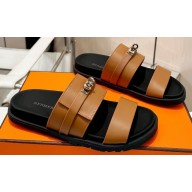 Hermes Jackson Women/Men sandals with Kelly buckle in calfskin Brown 2024