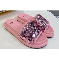 Fendi Sequins Slides Pink 2024