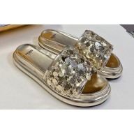 Fendi Sequins Slides Gold 2024