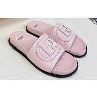 Fendi Calfskin Leather FF Slides Light Pink 2024
