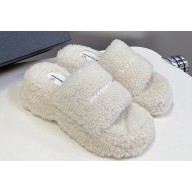 Alexander Wang Heel 5cm platform Shearling Fur slides White 2024