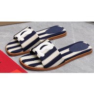 Christian Louboutin timeless CL mules in striped fabric Blue 2024