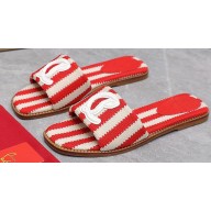 Christian Louboutin timeless CL mules in striped fabric Red 2024