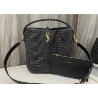 Saint Laurent LE 37 bag in woven raffia and vegetable-tanned leather 773991 Black 2024