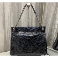 Saint Laurent Large Niki Crinkled Leather Shopping Bag 577998 Black 2024