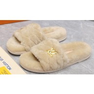 Louis Vuitton Shearling LV Bliss Comfort Mules Beige 2024