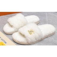 Louis Vuitton Shearling LV Bliss Comfort Mules White 2024