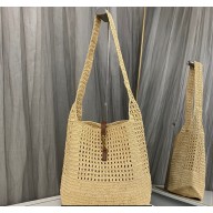 Saint Laurent LE 5 A 7 bag in raffia crochet and smooth leather 690941 Beige 2024