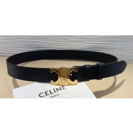 Celine Width 3.5cm Large triomphe belt in VINTAGE CALFSKIN Black/Gold