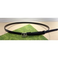 Gucci Width 1.2cm Thin Leather Double G belt 707327 Black