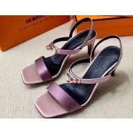 Hermes Glamour 75 sandals in Satin Pink/Gold with Kelly buckle (original quality)
