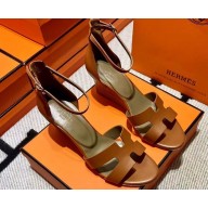 Hermes Legend Wedge sandals in calfskin Khaki (original quality)
