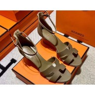 Hermes Legend Wedge sandals in Epsom calfskin Gray (original quality)