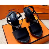 Hermes Elancée Sandals in calfskin Black (original quality)