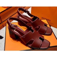 Hermes Elbe 60 sandals in calfskin Burgundy (original quality)