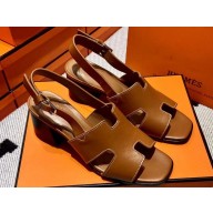 Hermes Elbe 60 sandals in calfskin Brown (original quality)